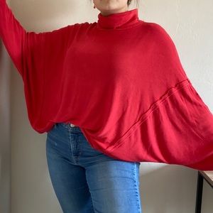 Flowy red turtle neck